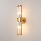 Vertical Gold Ribbed Glass Vanity Wall Sconce Light Image - 4