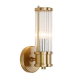 Vertical Gold Ribbed Glass Vanity Wall Sconce Light Image - 5