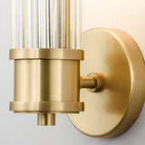 Vertical Gold Ribbed Glass Vanity Wall Sconce Light Image - 9