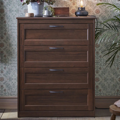 Vertical Hardwood Brown Storage Dresser with Drawers Image - 1