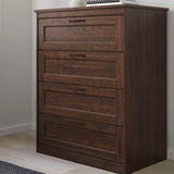 Vertical Hardwood Brown Storage Dresser with Drawers Image - 4