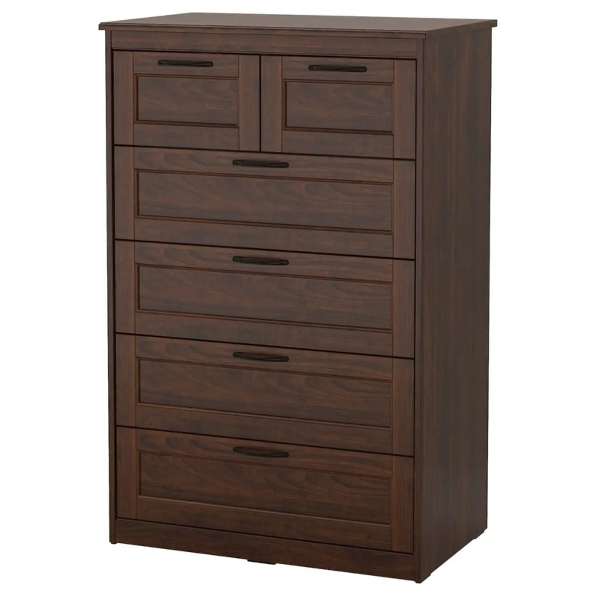 Vertical Hardwood Brown Storage Dresser with Drawers Image - 7