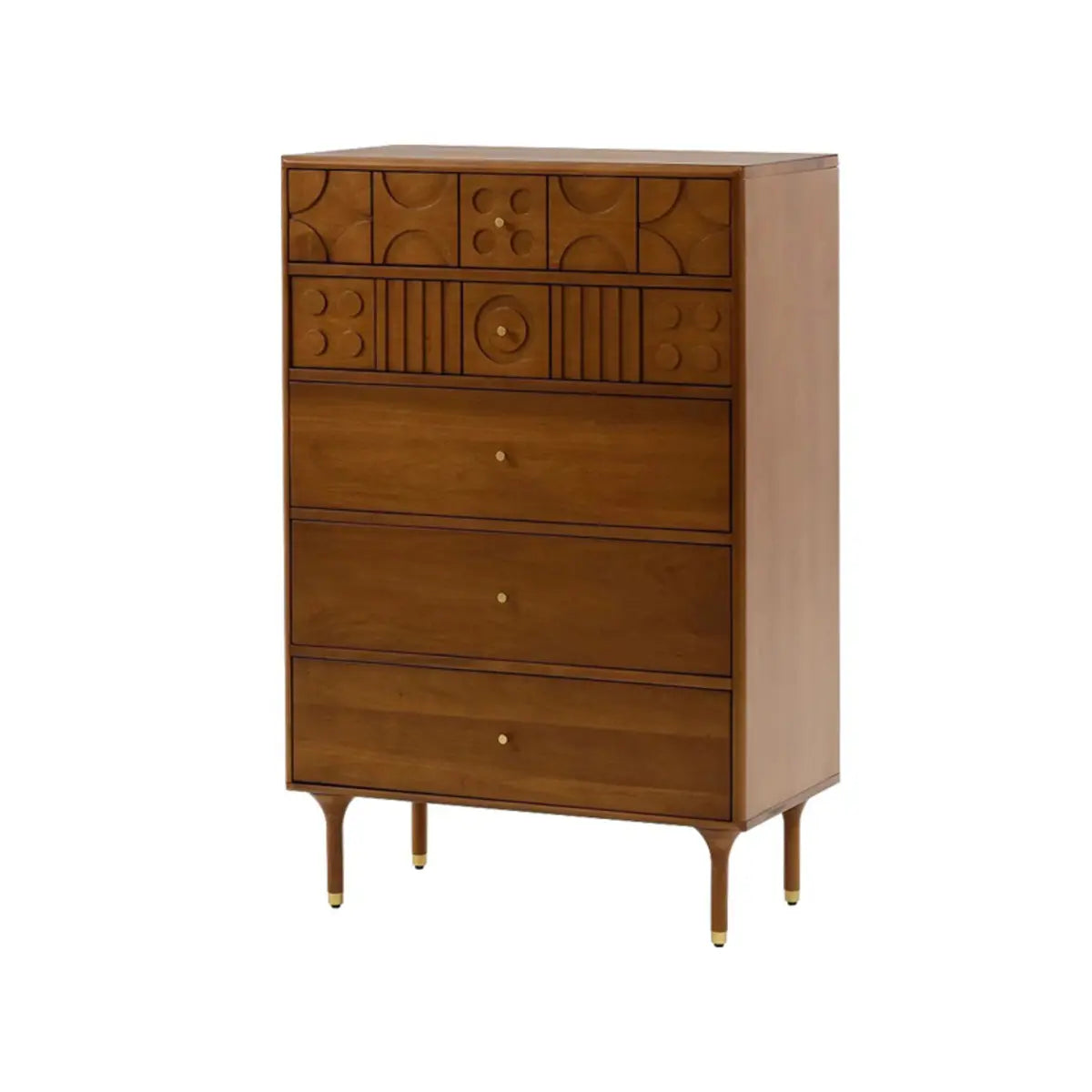 Vertical Hardwood Brown Tall Dressers with Drawers Image - 2