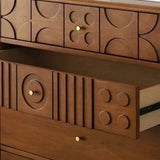 Vertical Hardwood Brown Tall Dressers with Drawers Image - 6