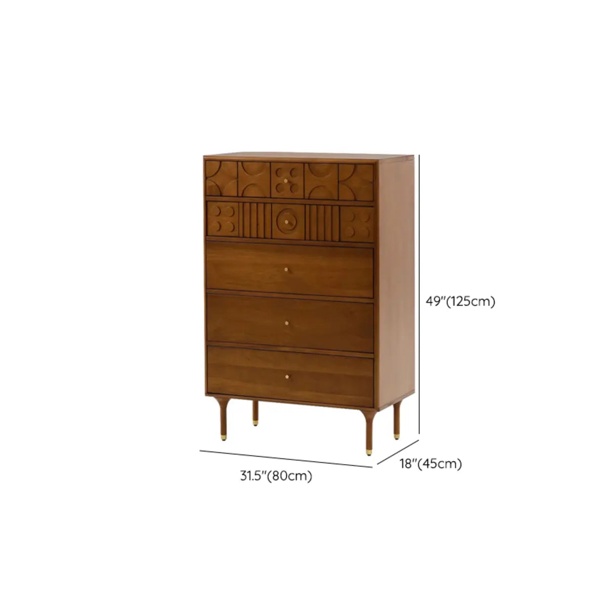 Vertical Hardwood Brown Tall Dressers with Drawers 