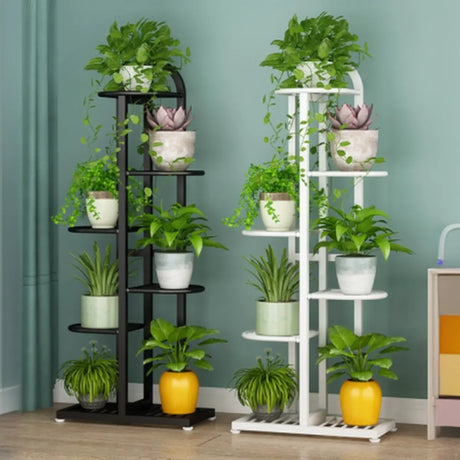 Vertical Metal Multi-Tiers Indoor Pedestal Plant Stand Image - 1