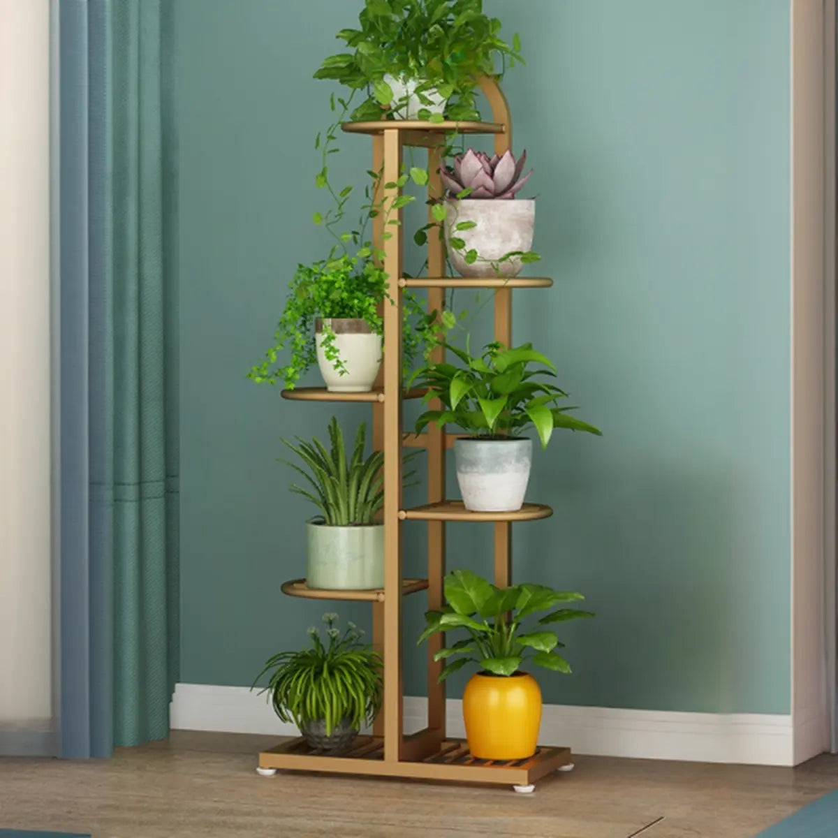 Vertical Metal Multi-Tiers Indoor Pedestal Plant Stand Image - 24