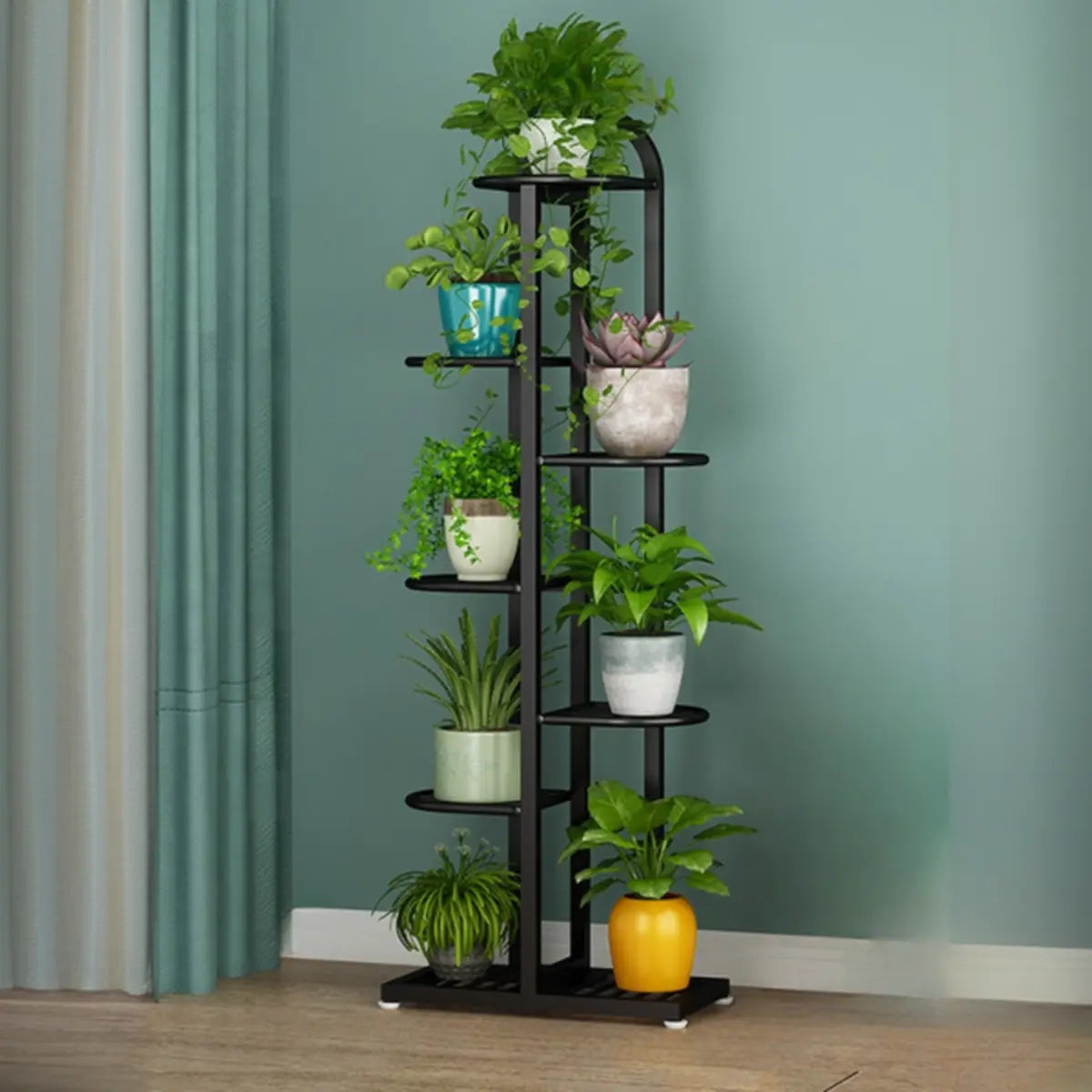 Vertical Metal Multi-Tiers Indoor Pedestal Plant Stand Image - 4