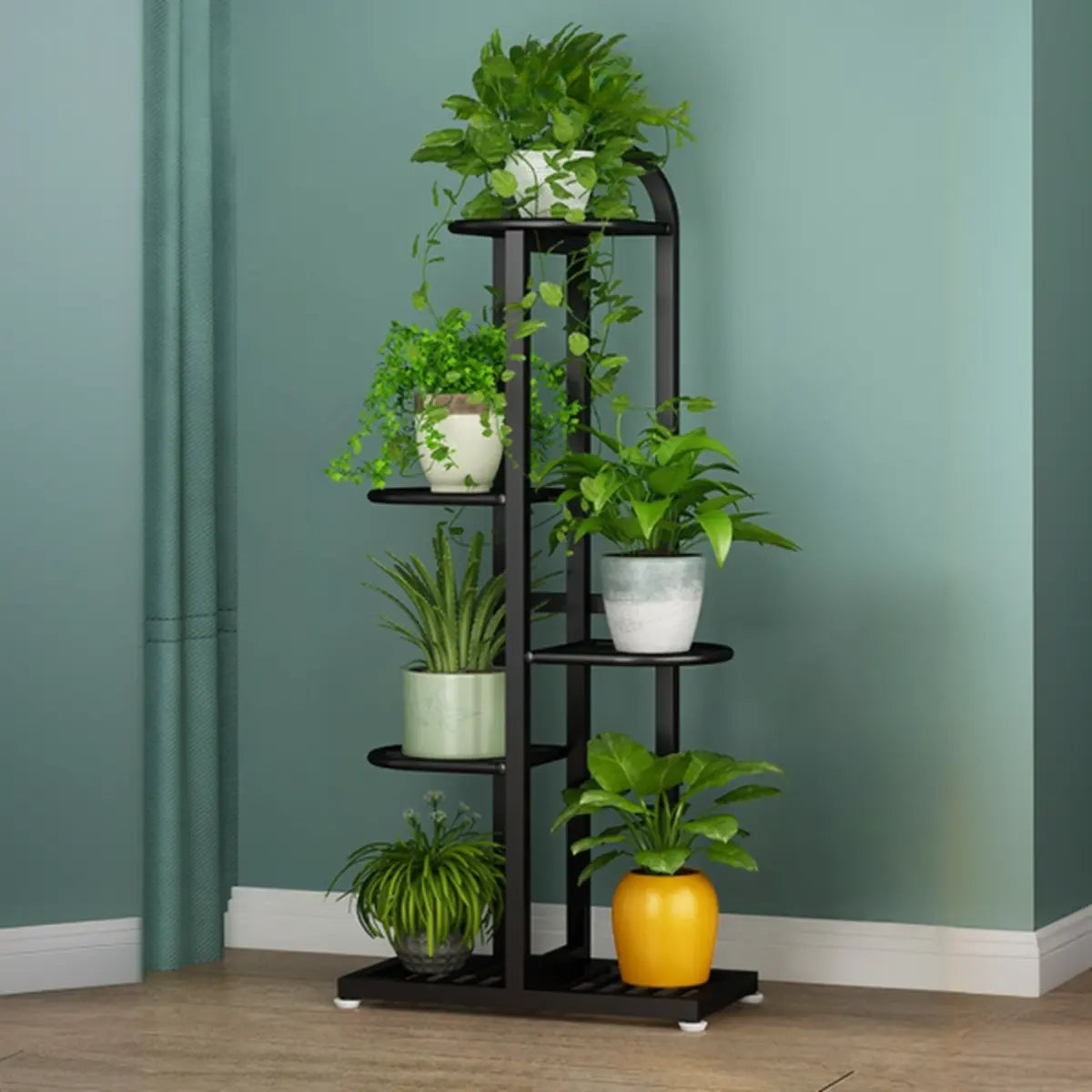 Vertical Metal Multi-Tiers Indoor Pedestal Plant Stand Image - 5