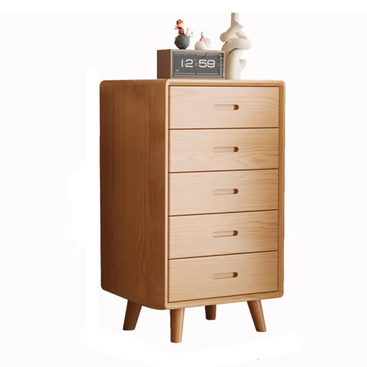 Vertical Rectangular Wood Natural Drawers Bachelor Chest Image - 5