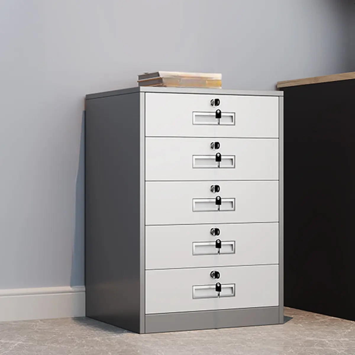 Vertical Steel Lockable Flameproof Small Filing Cabinet Image - 10