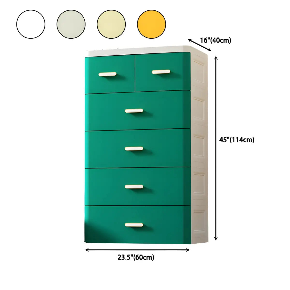 Vertical White Plastic Dresser with Storage Drawers 