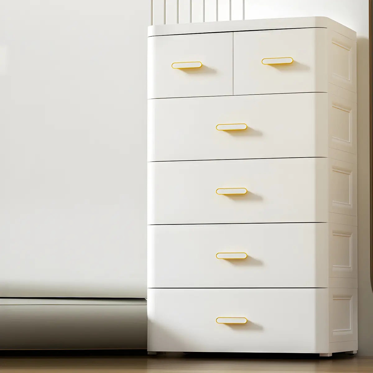 Vertical White Plastic Dresser with Storage Drawers Image - 4