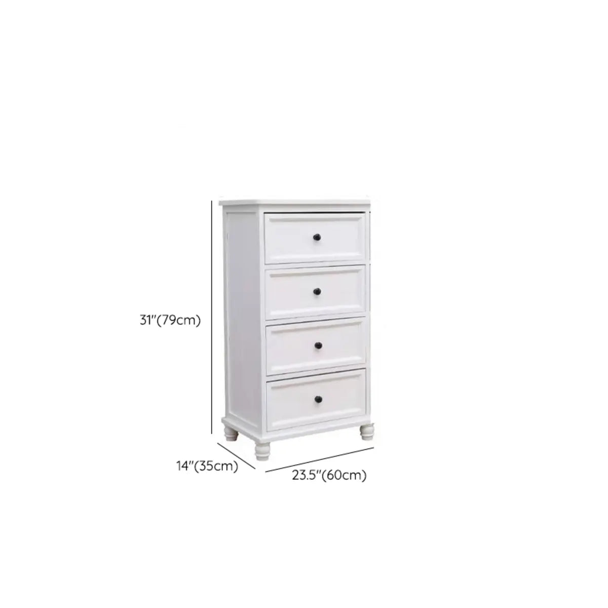 Vertical White Wood Bedside Dresser with 5 Drawers Image - 17