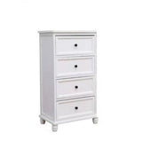 Vertical White Wood Bedside Dresser with 5 Drawers Image - 5