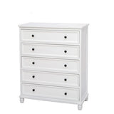 Vertical White Wood Bedside Dresser with 5 Drawers Image - 2