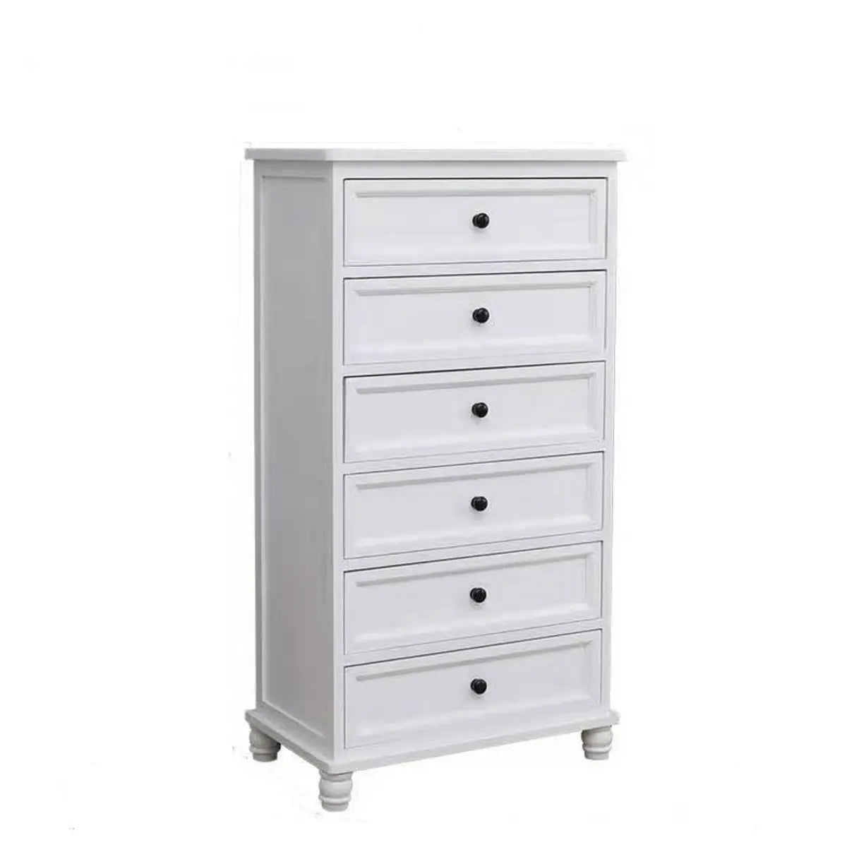 Vertical White Wood Bedside Dresser with 5 Drawers Image - 7