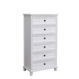 Vertical White Wood Bedside Dresser with 5 Drawers Image - 7