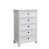 Vertical White Wood Bedside Dresser with 5 Drawers Image - 9