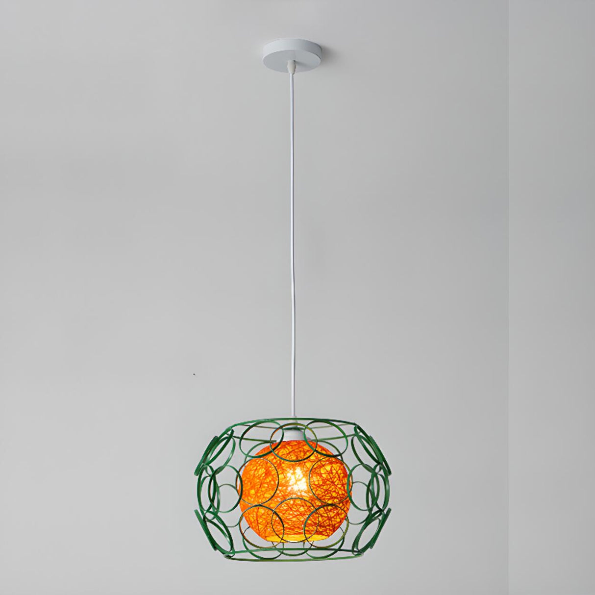 Vibrant Rope Colorful Modern Wire Cage Pendant Lights Image - 10