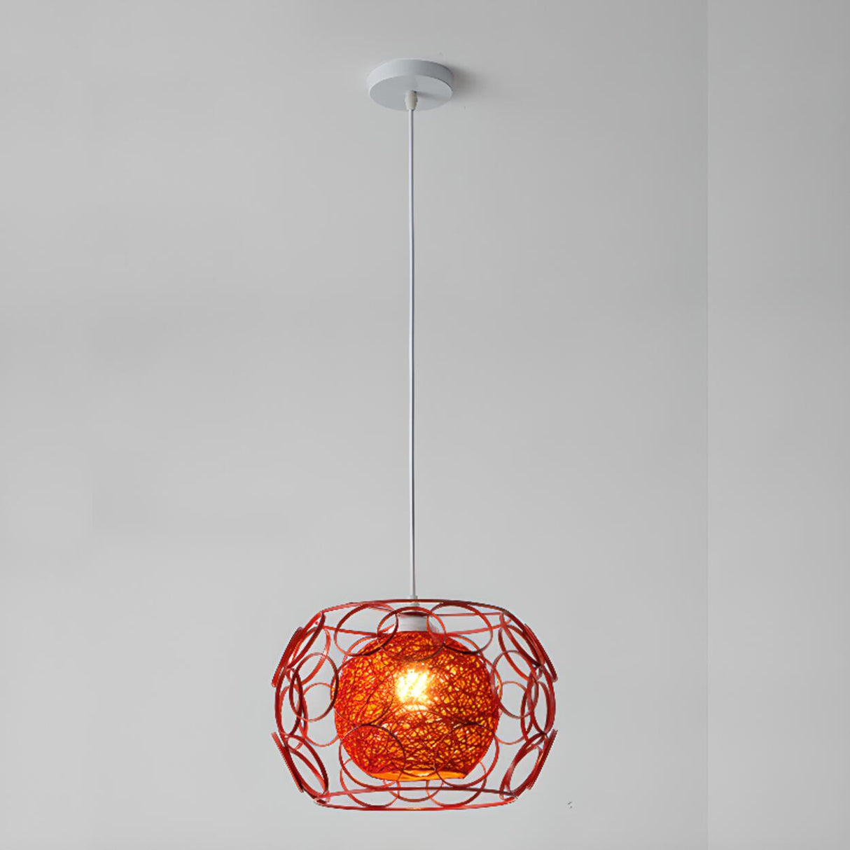 Vibrant Rope Colorful Modern Wire Cage Pendant Lights Image - 15