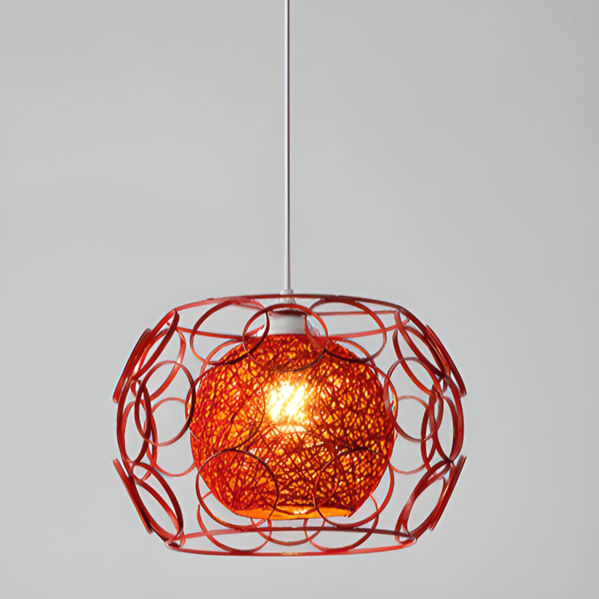 Vibrant Rope Colorful Modern Wire Cage Pendant Lights Image - 18