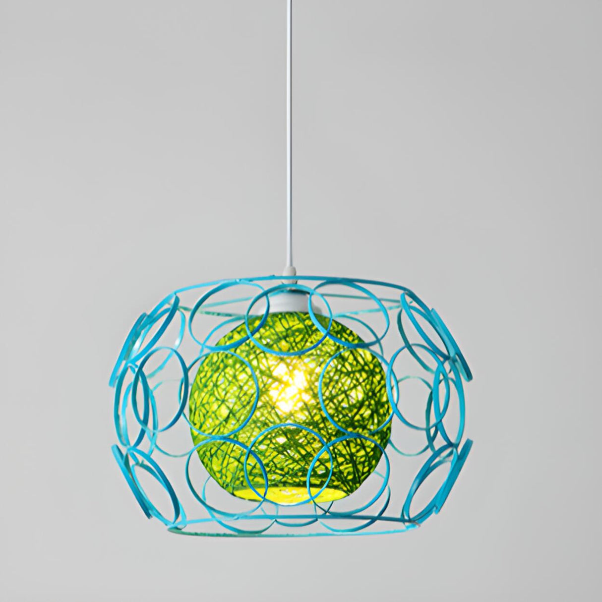 Vibrant Rope Colorful Modern Wire Cage Pendant Lights Image - 20