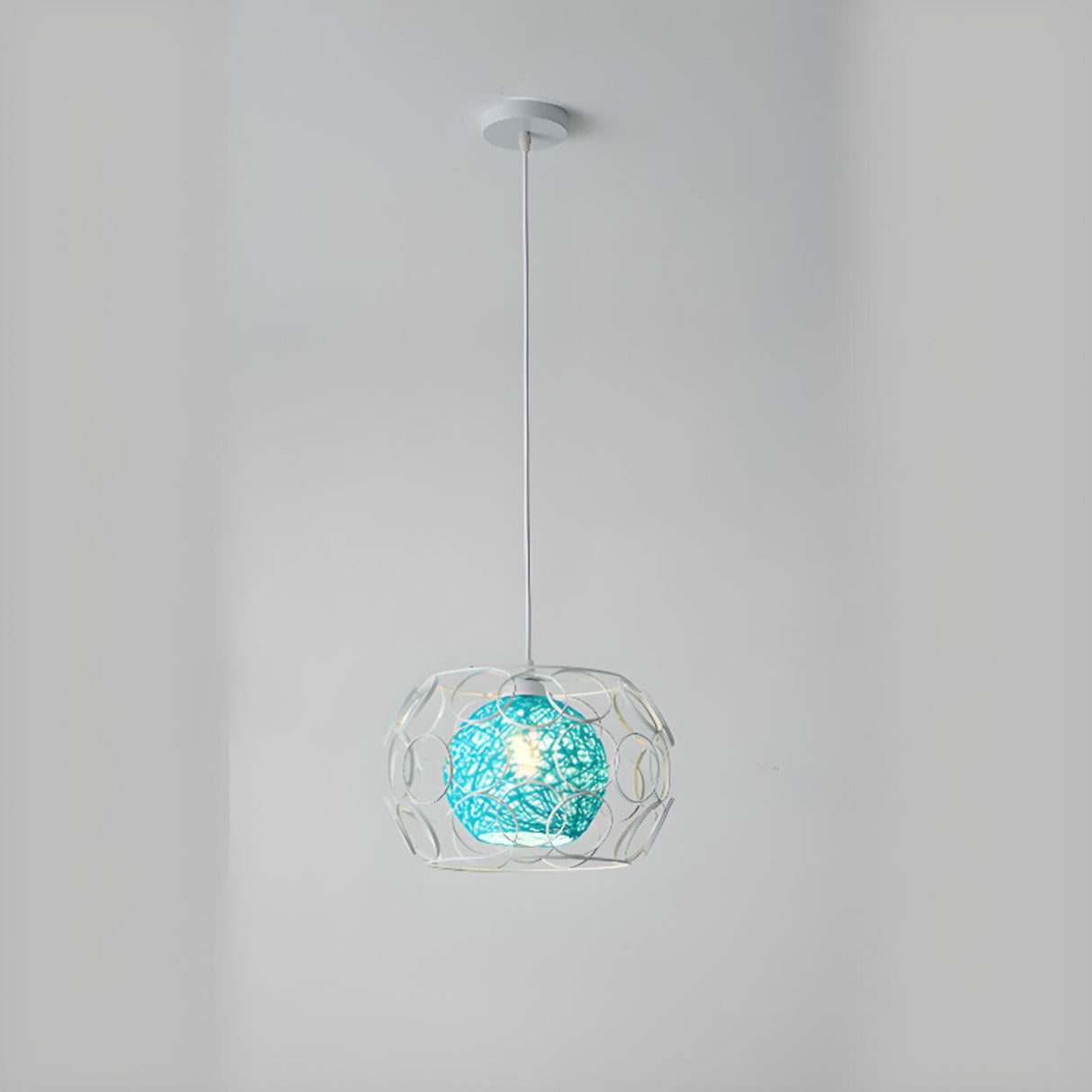 Vibrant Rope Colorful Modern Wire Cage Pendant Lights Image - 6