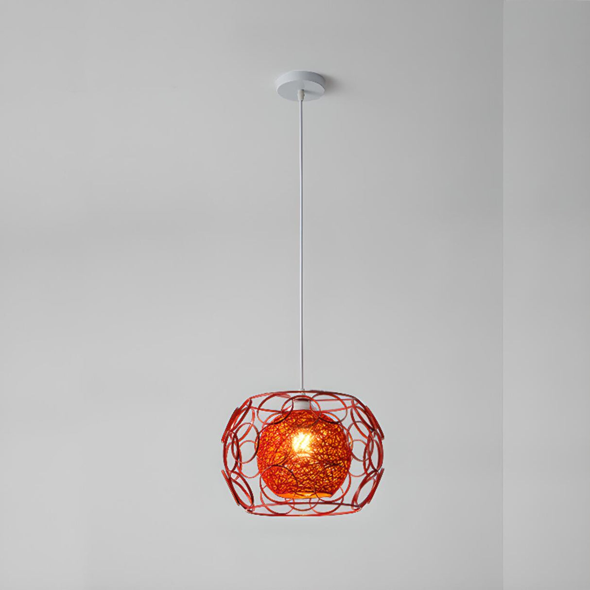 Vibrant Rope Colorful Modern Wire Cage Pendant Lights Image - 7