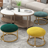 Vibrant Round Flannel Seating Stool Metal Ottomans Image - 1