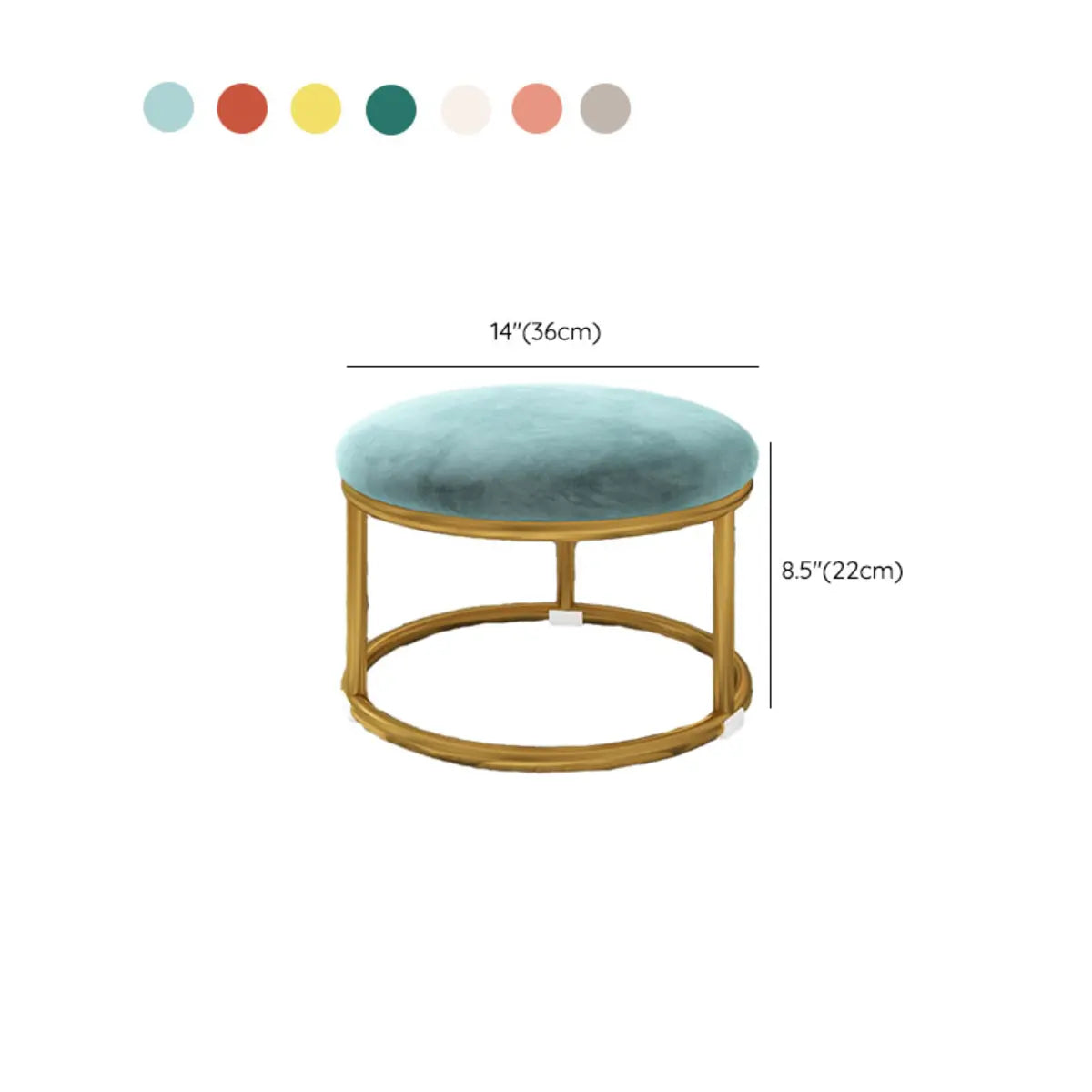 Vibrant Round Flannel Seating Stool Metal Ottomans 