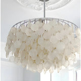 Victorian Elegant Raindrop Shell Tiered White Chandelier Image - 12