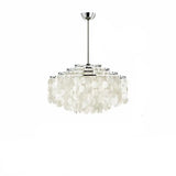 Victorian Elegant Raindrop Shell Tiered White Chandelier Image - 2