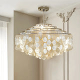 Victorian Elegant Raindrop Shell Tiered White Chandelier Image - 4