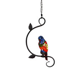 Victorian Stained Glass Colorful Parrot Pendant Light Image - 3