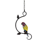 Victorian Stained Glass Colorful Parrot Pendant Light Image - 7