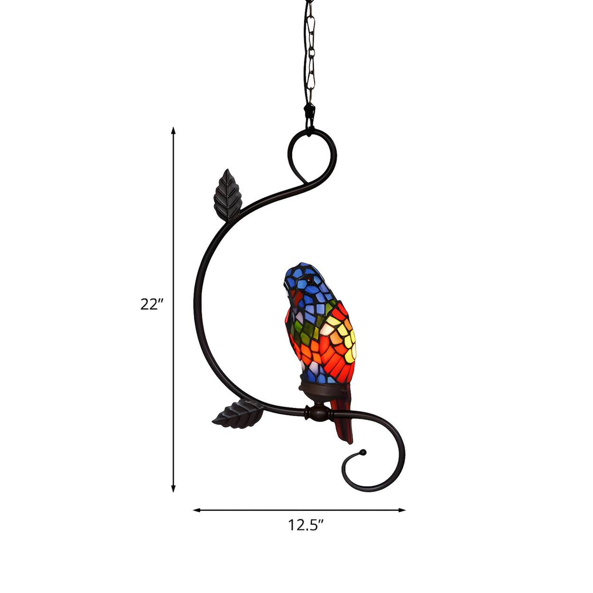 Victorian Stained Glass Colorful Parrot Pendant Light 