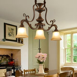 Vintage 3-Light Brown Bell Island Pendant Light Image - 12