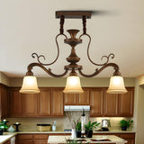 Vintage 3-Light Brown Bell Island Pendant Light Image - 5