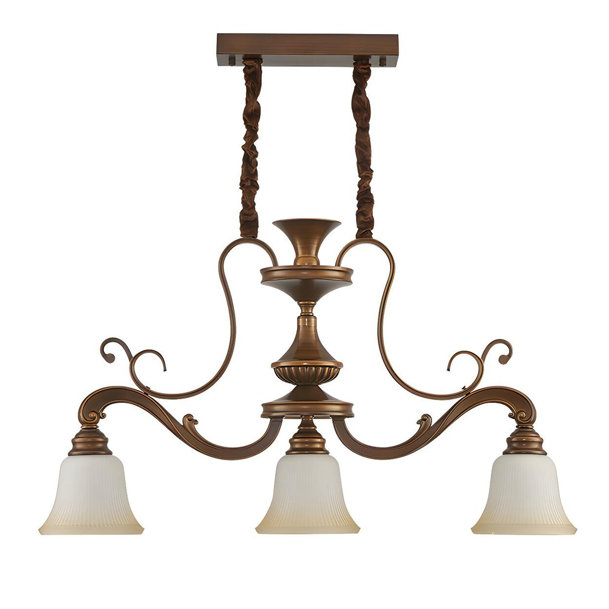 Vintage 3-Light Brown Bell Island Pendant Light Image - 6