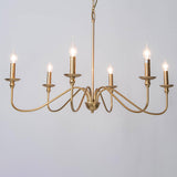 Vintage 6-Light Brass Candle Chandelier Adjustable Height Image - 5