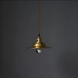 Vintage Adjustable Height Copper Brass Cone Pendant Light Image - 2