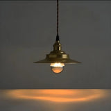 Vintage Adjustable Height Copper Brass Cone Pendant Light Image - 3