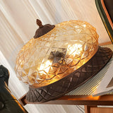 Vintage Amber Walnut Glass Flush Mount Ceiling Light Image - 10