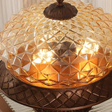 Vintage Amber Walnut Glass Flush Mount Ceiling Light Image - 13