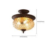 Vintage Amber Walnut Glass Flush Mount Ceiling Light Image - 17