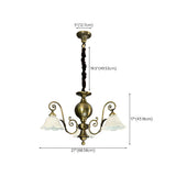 Vintage Antique Brass Frosted Glass Flower Chandelier #size