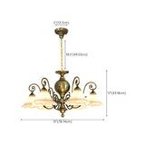 Vintage Antique Brass Frosted Glass Flower Chandelier Image - 15