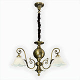 Vintage Antique Brass Frosted Glass Flower Chandelier Image - 8