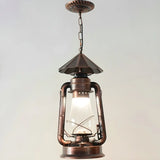 Vintage Antique Restaurant Brass Lantern Pendant Light Image - 10